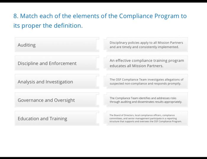 match the definition 8. Match each of the