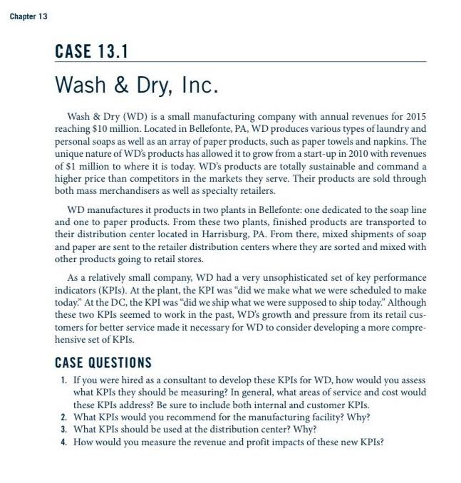 Chapter 13 CASE 13.1 Wash & Dry, Inc. Wash & Dry