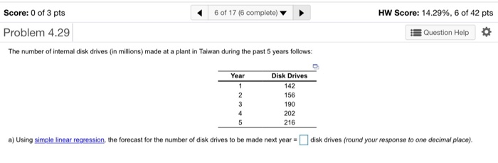 Score: 0 of 2 pts 5 of 17 (6 complete) HW Score:
