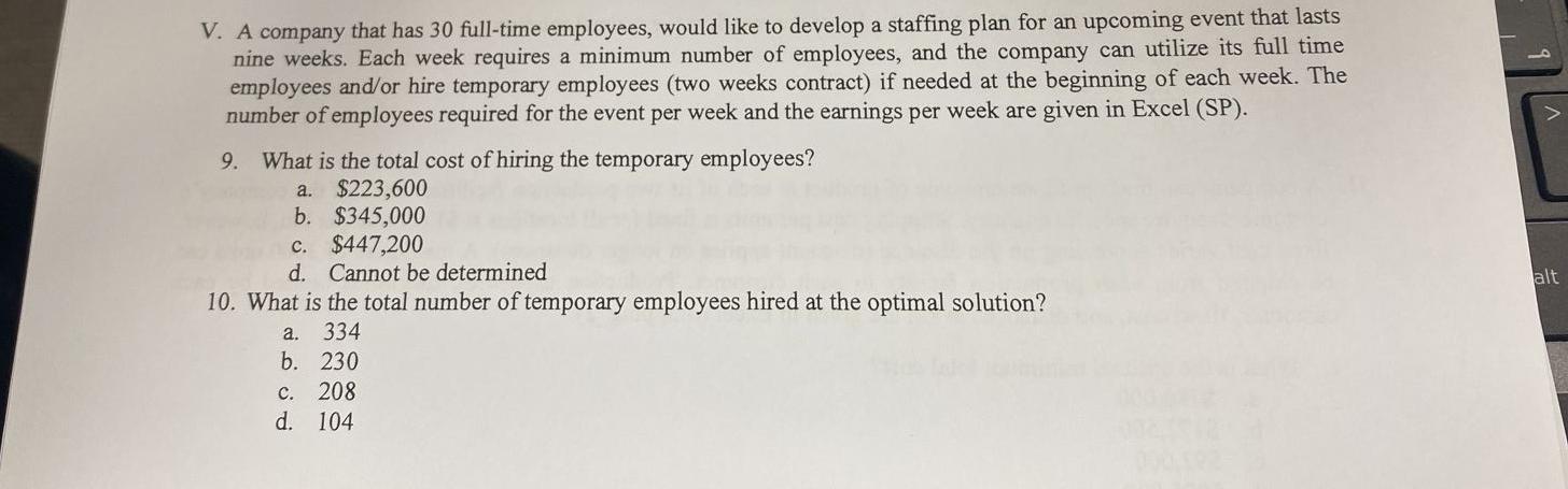 V. A company that has 30 full-time employees,