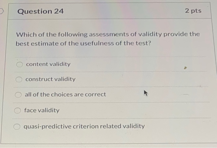 Question 24 2 pts Which of the following