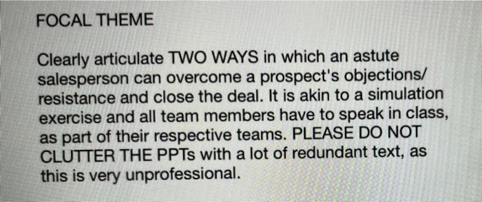 This presentation will be held IN CLASS and is