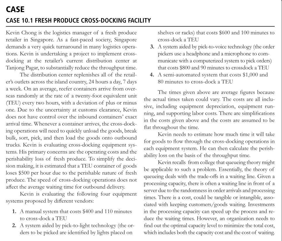 1. For each of the four equipment systems,