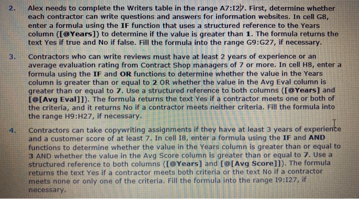 B D G H Content Shop Contract Writers 1 2 3 4 5