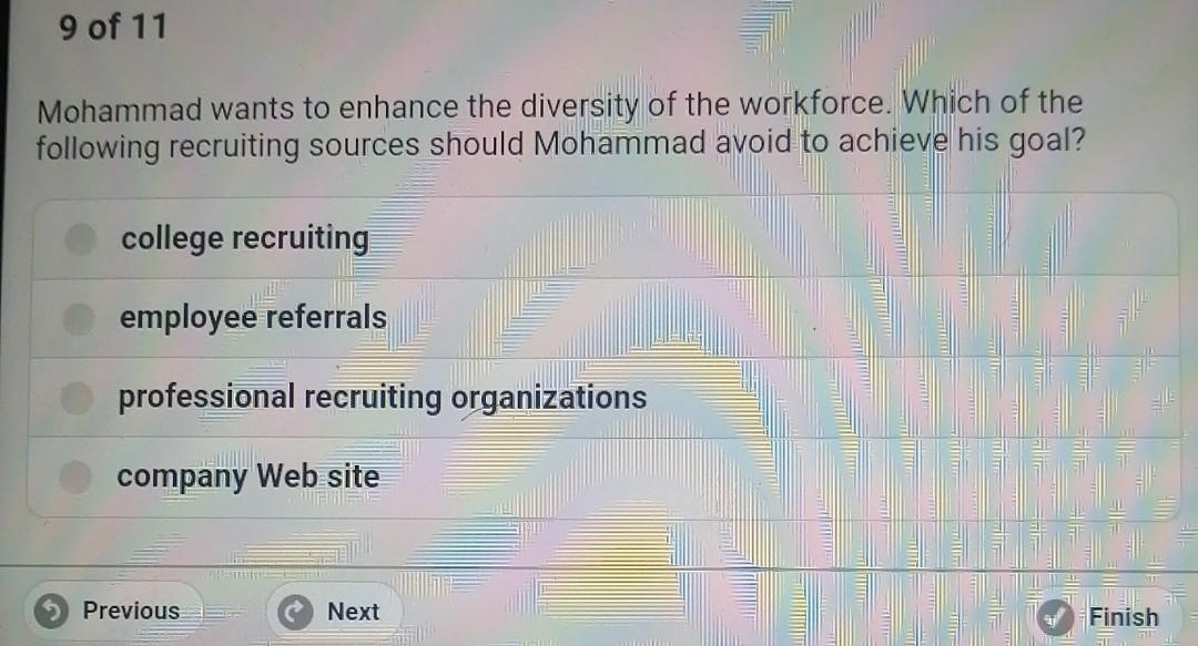 9 of 11 Mohammad wants to enhance the diversity