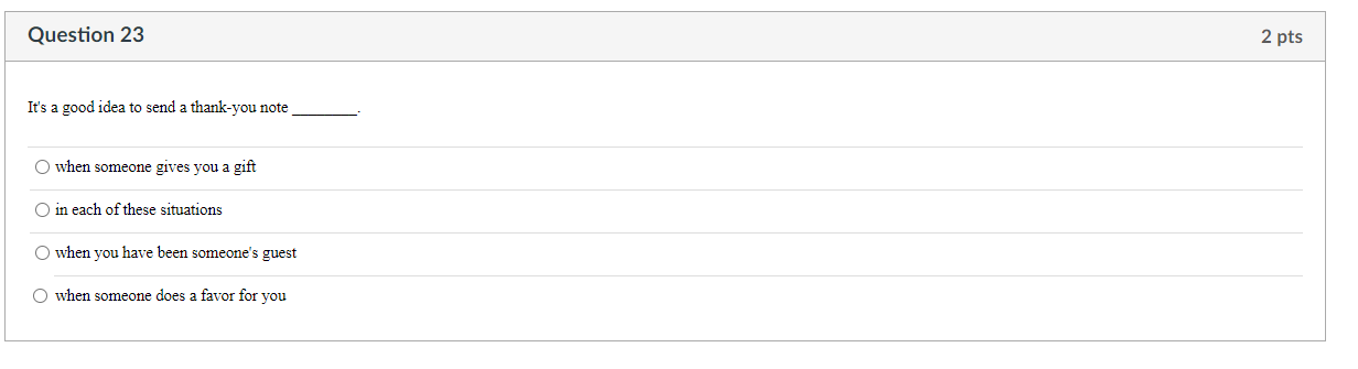 Question 23 2 pts It's a good idea to send a