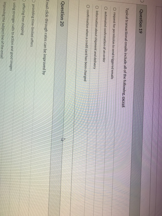 Both problems for 19 and 20 Question 19 Typical