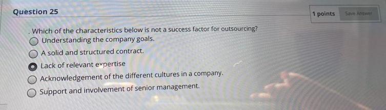 Question 25 1 points Save Which of the