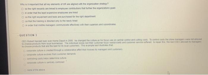 Why is important that all wey elements of HR are