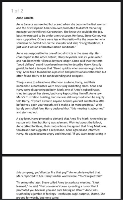 Read the Anne Barreta Case Study (located in