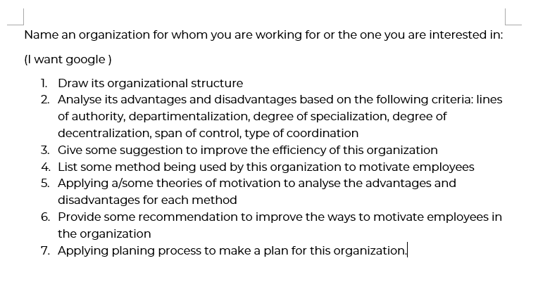 Name an organization for whom you are working for