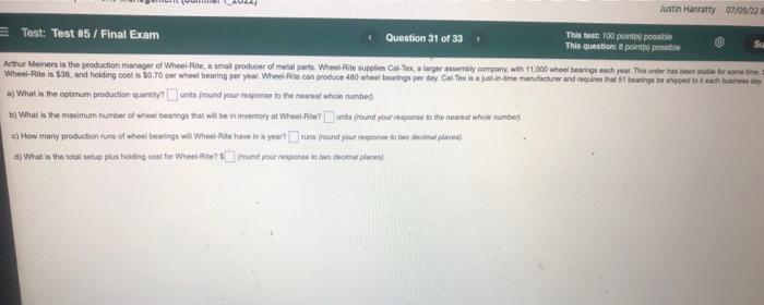 As Justin Hanratty 07/09/22 Test: Test #5/Final