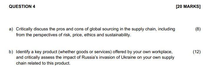 QUESTION 4 [20 MARKS] a) Critically discuss the