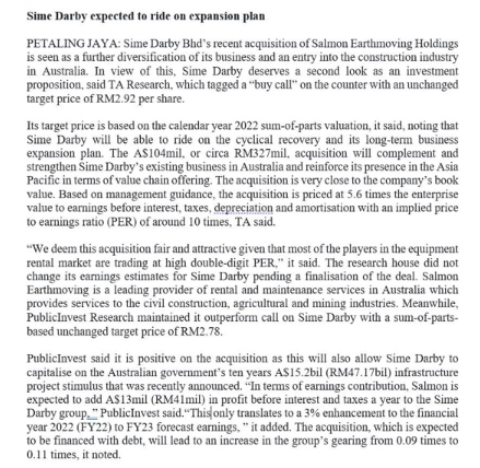 Sime Darby expected to ride on expansion plan