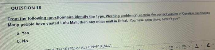 Subject: Research Marketing QUESTION 18 From the