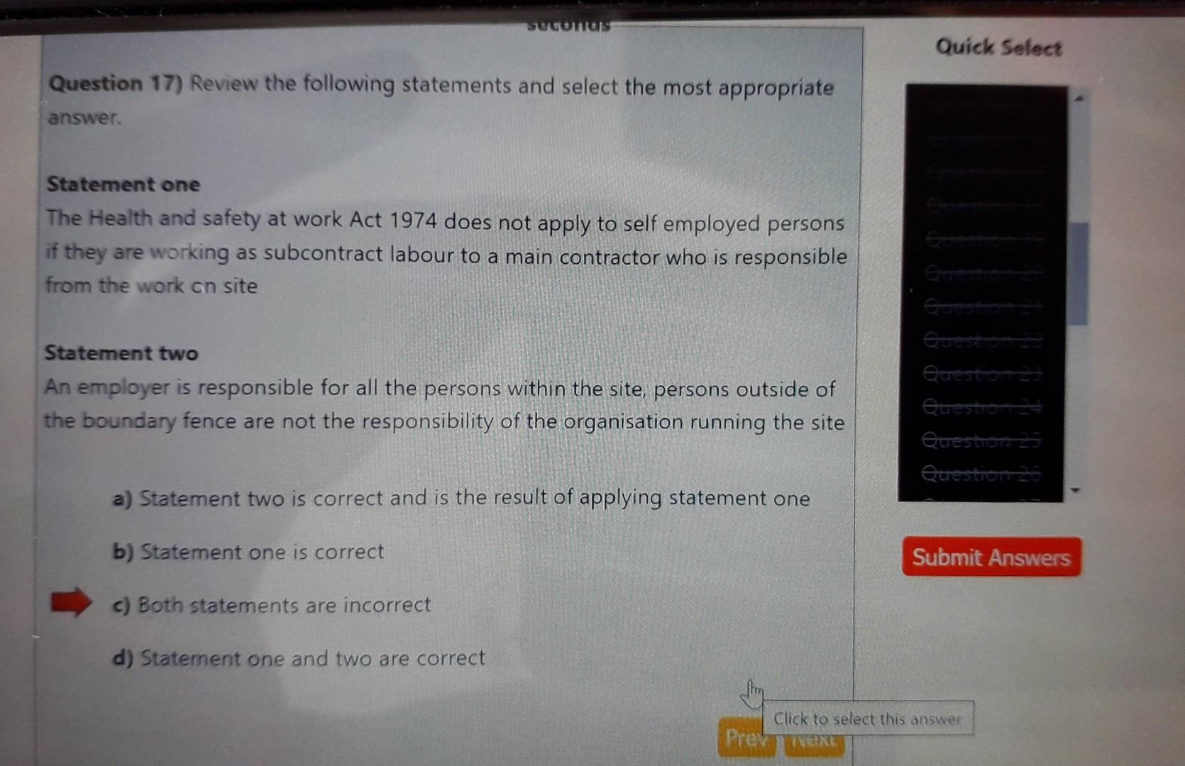 SUCONOS Question 17) Review the following