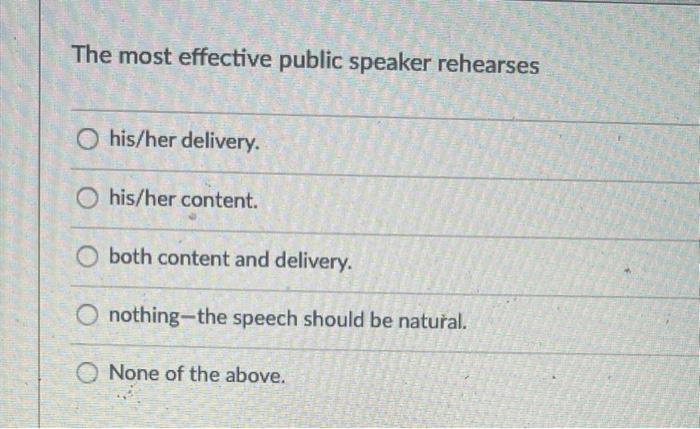 The most effective public speaker rehearses O