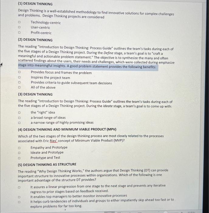 (1) DESIGN THINKING Design Thinking is a