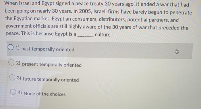 When Israel and Egypt signed a peace treaty 30
