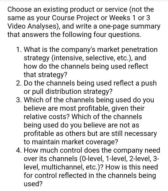 this is a Marketing course Choose an existing