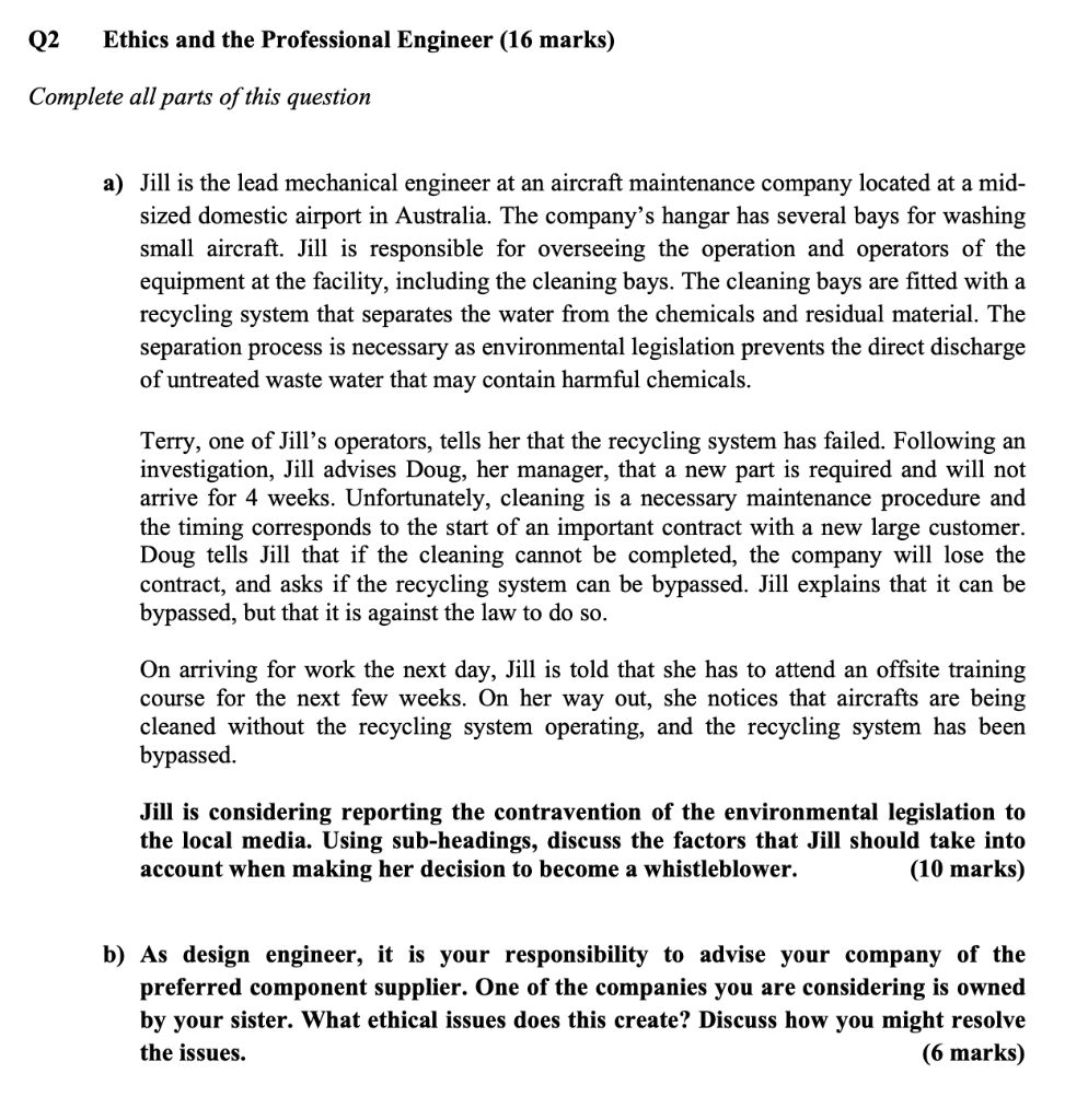 Q2 Ethics and the Professional Engineer (16