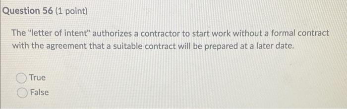Question 54 (1 point) Pick the contract type that