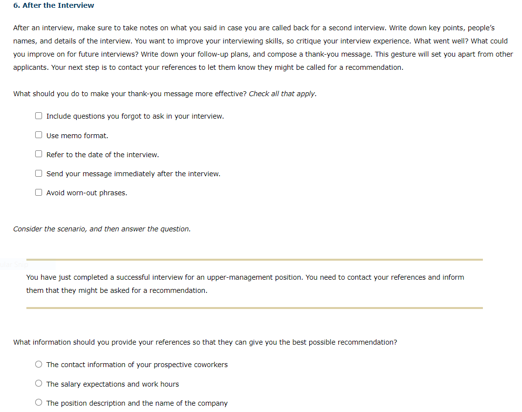 6. After the Interview After an interview, make