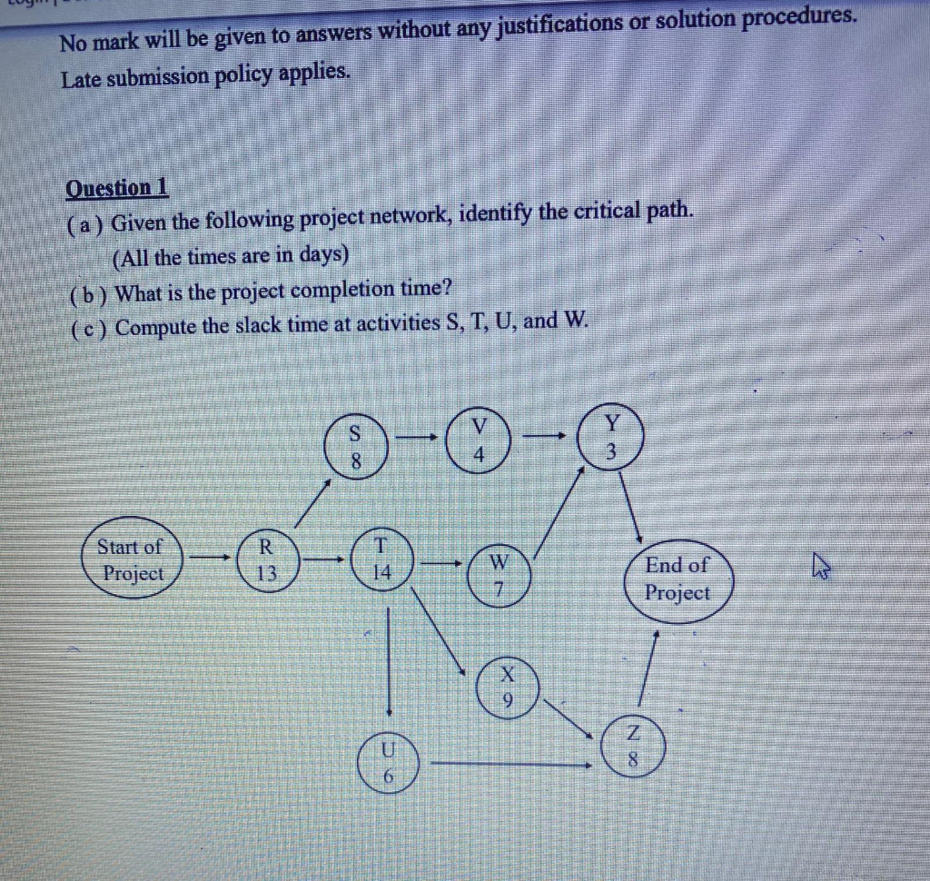 No mark will be given to answers without any