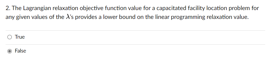 2. The Lagrangian relaxation objective function