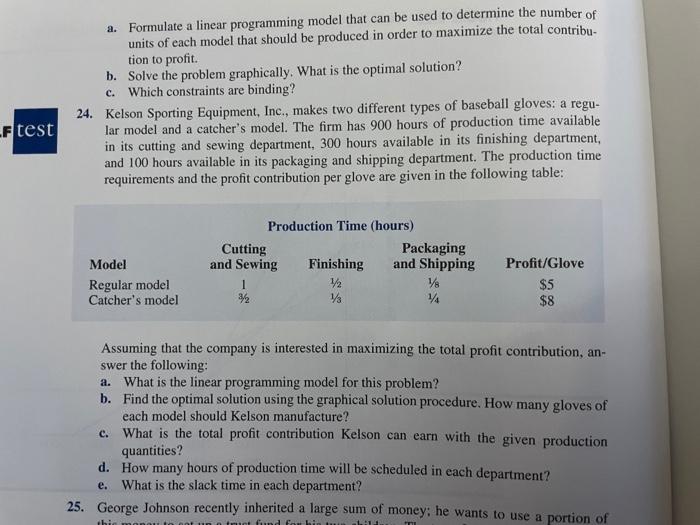 Number 24 a. Formulate a linear programming model