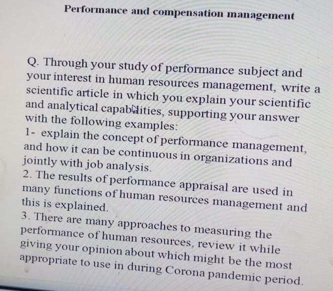 Performance and compensation management Q.