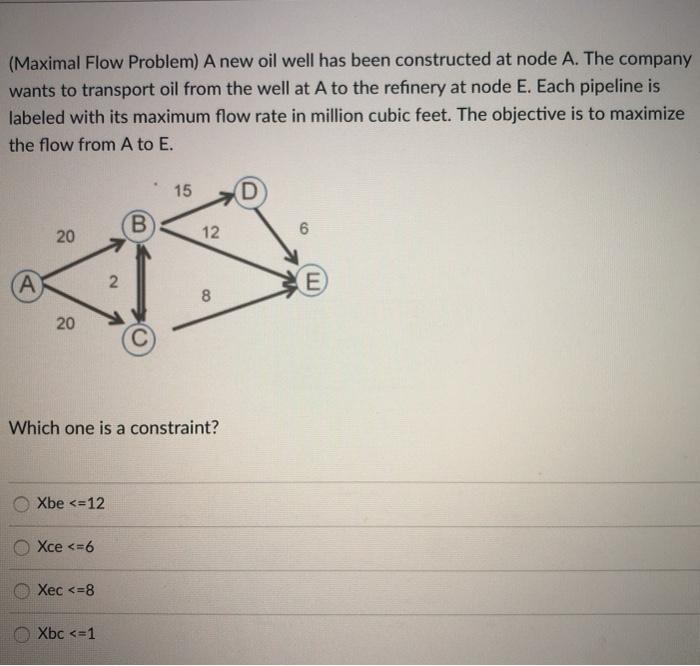 (Maximal Flow Problem) A new oil well has been