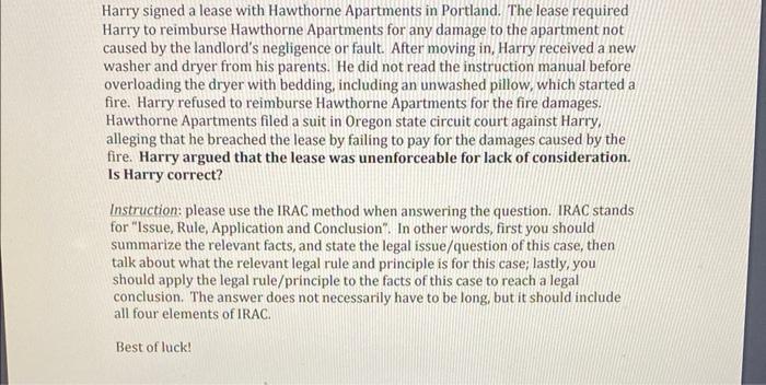 please use the irac method to answer thanks!!