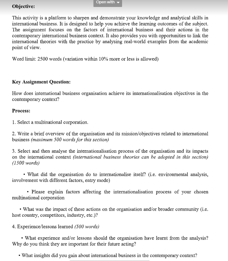 Pls help me with this assignment Open with