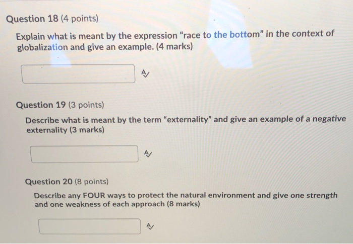 Question 18 (4 points) Explain what is meant by