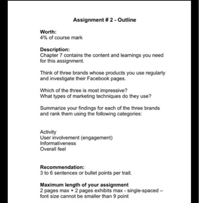 Assignment #2 - Outline Worth: 4% of course mark