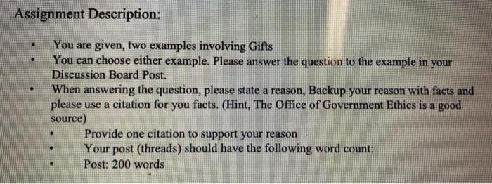 Assignment Description: You are given, two