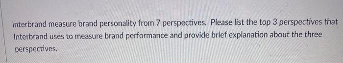 Interbrand measure brand personality from 7