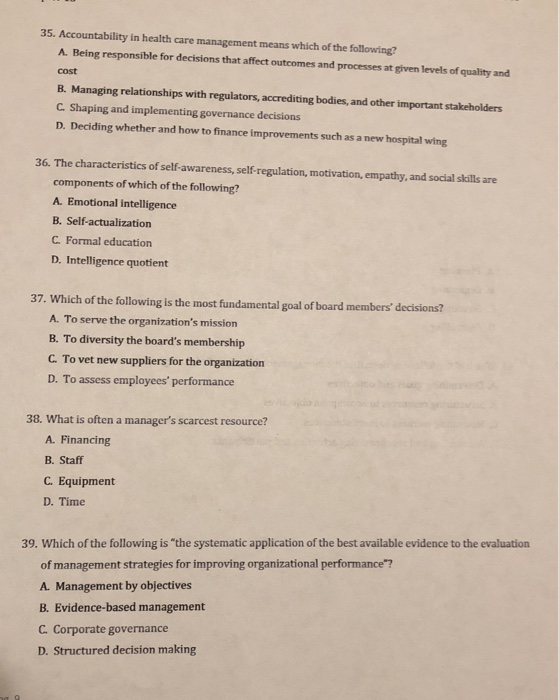 35. Accountability in health care management