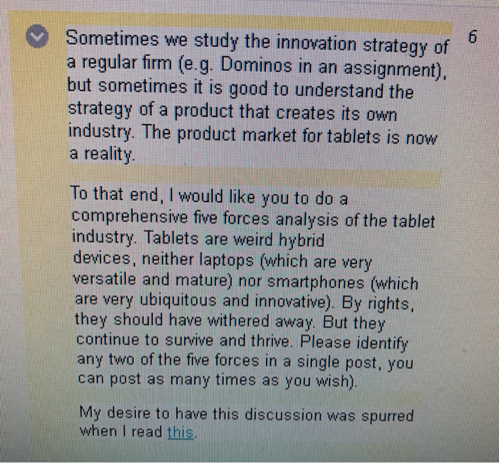 6 Sometimes we study the innovation strategy of a
