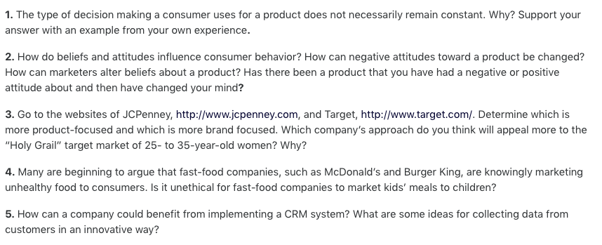 1. The type of decision making a consumer uses