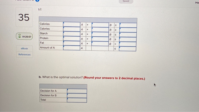 35 A diet is being prepared for the University of