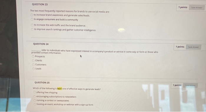 QUESTION 23 1 points Save Answer The two most