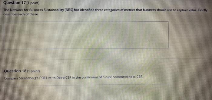 Question 17 (1 point) The Network for Business