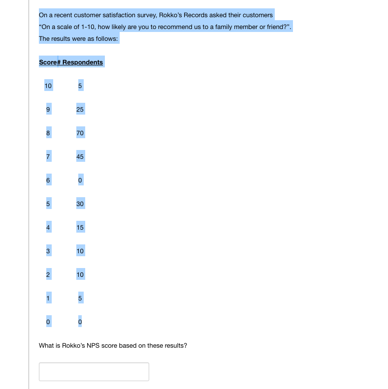 On a recent customer satisfaction survey, Rokko's