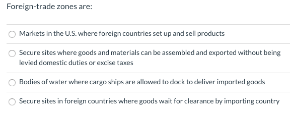 Foreign-trade zones are: Markets in the U.S.
