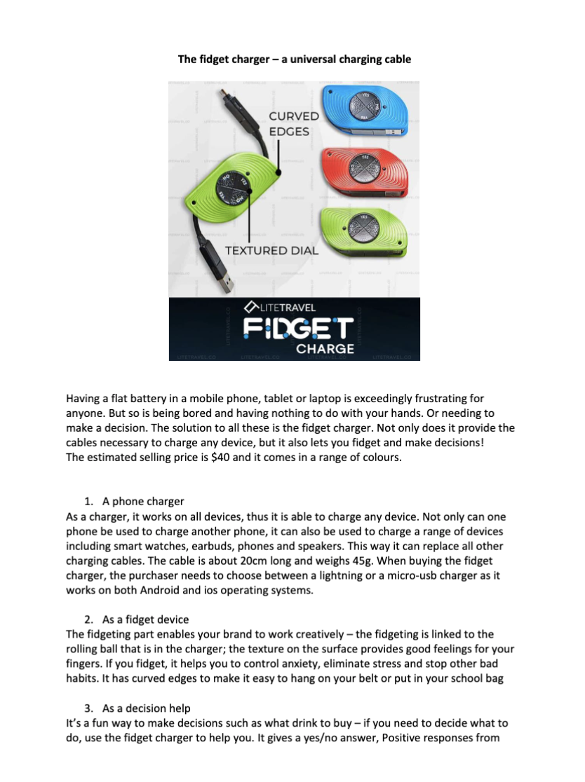 The fidget charger - a universal charging cable