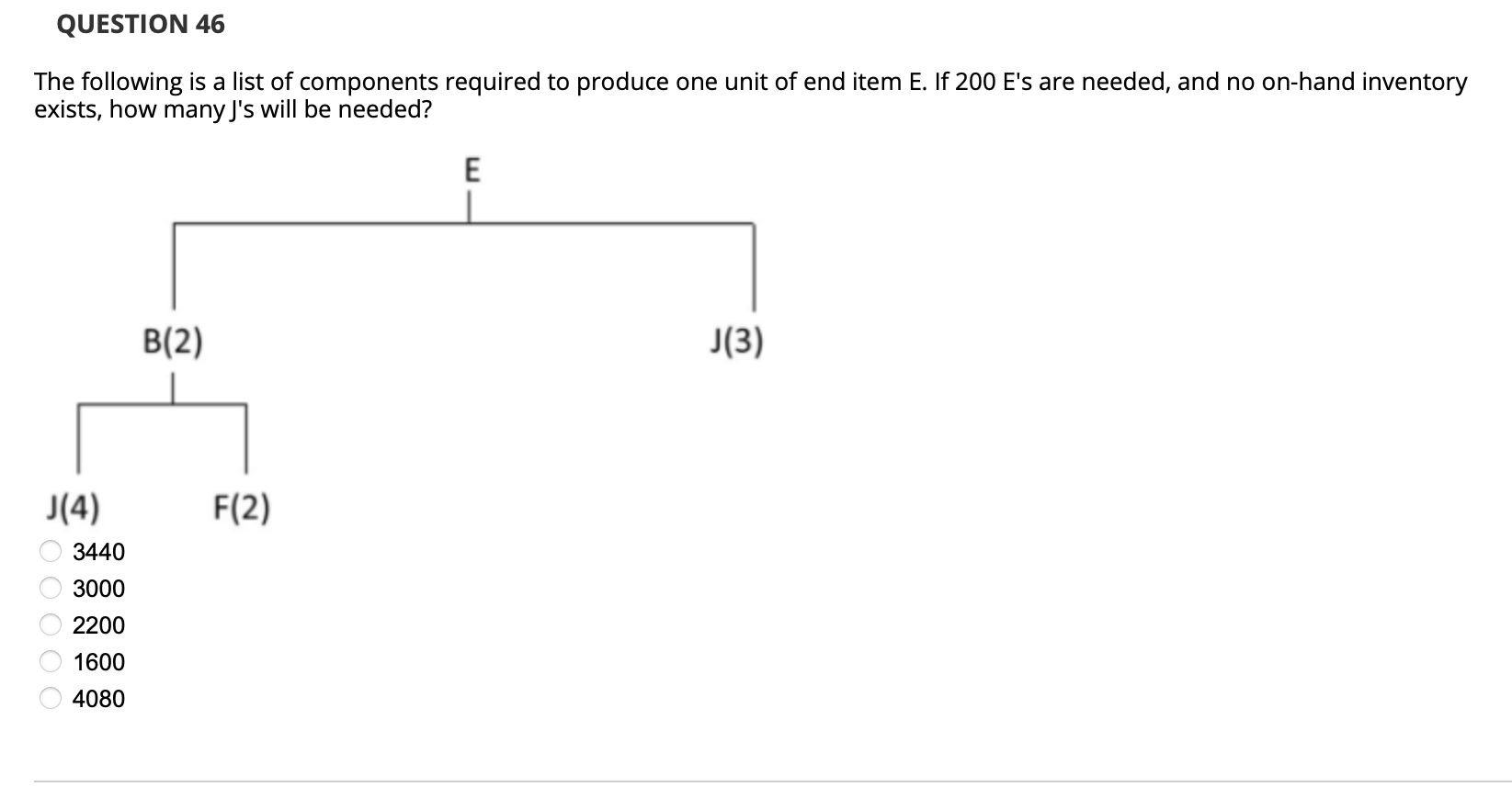 QUESTION 46 The following is a list of components