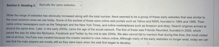 Section 1. Heading 2: Basically the same