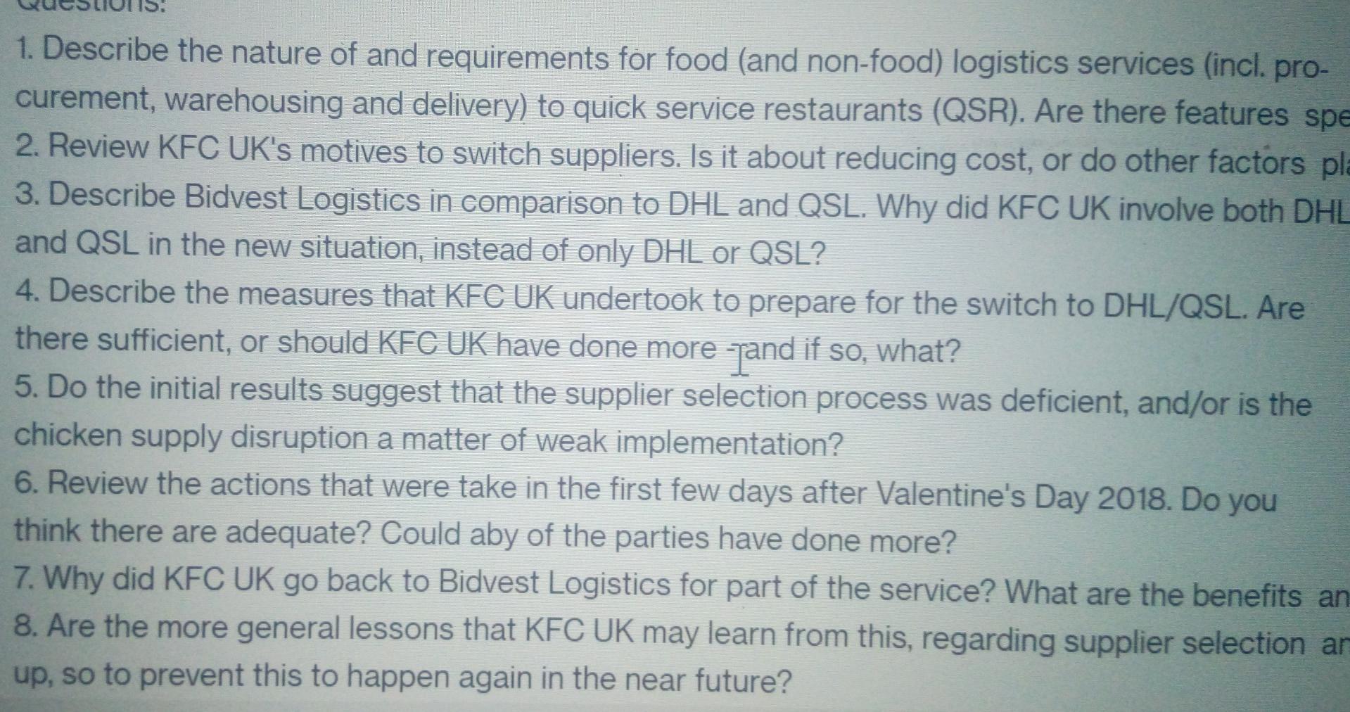 1. Describe the nature of and requirements for